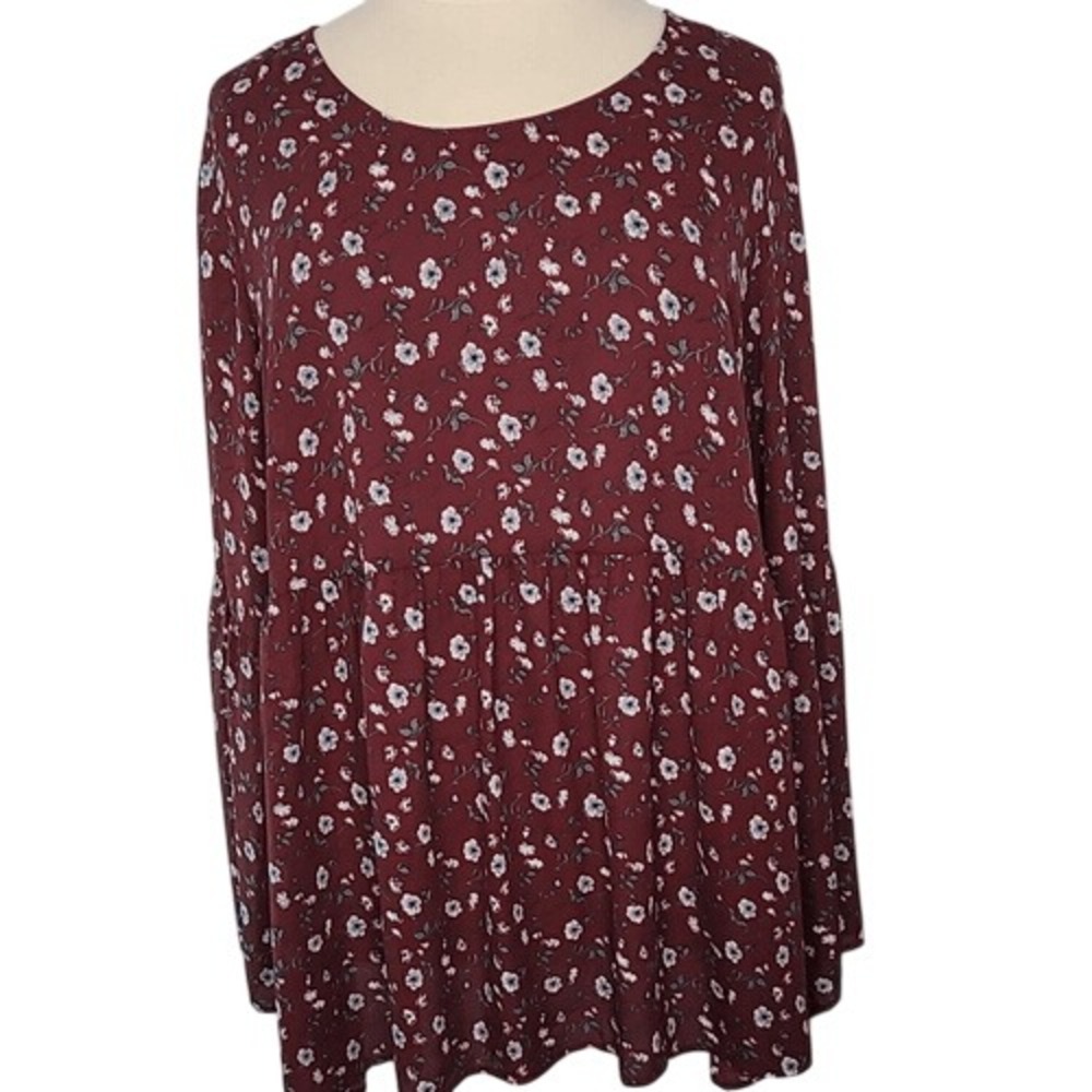 Torrid Lovesick Floral Long Flounce Sleeve Blouse
